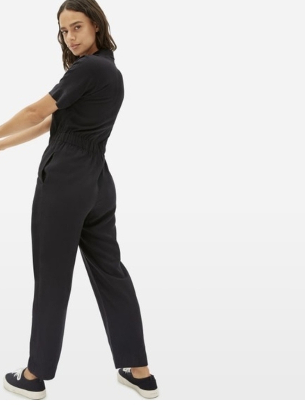 Everlane Black Utility Button-Front Jumpsuit with Chest Pockets - Picture 2 of 5